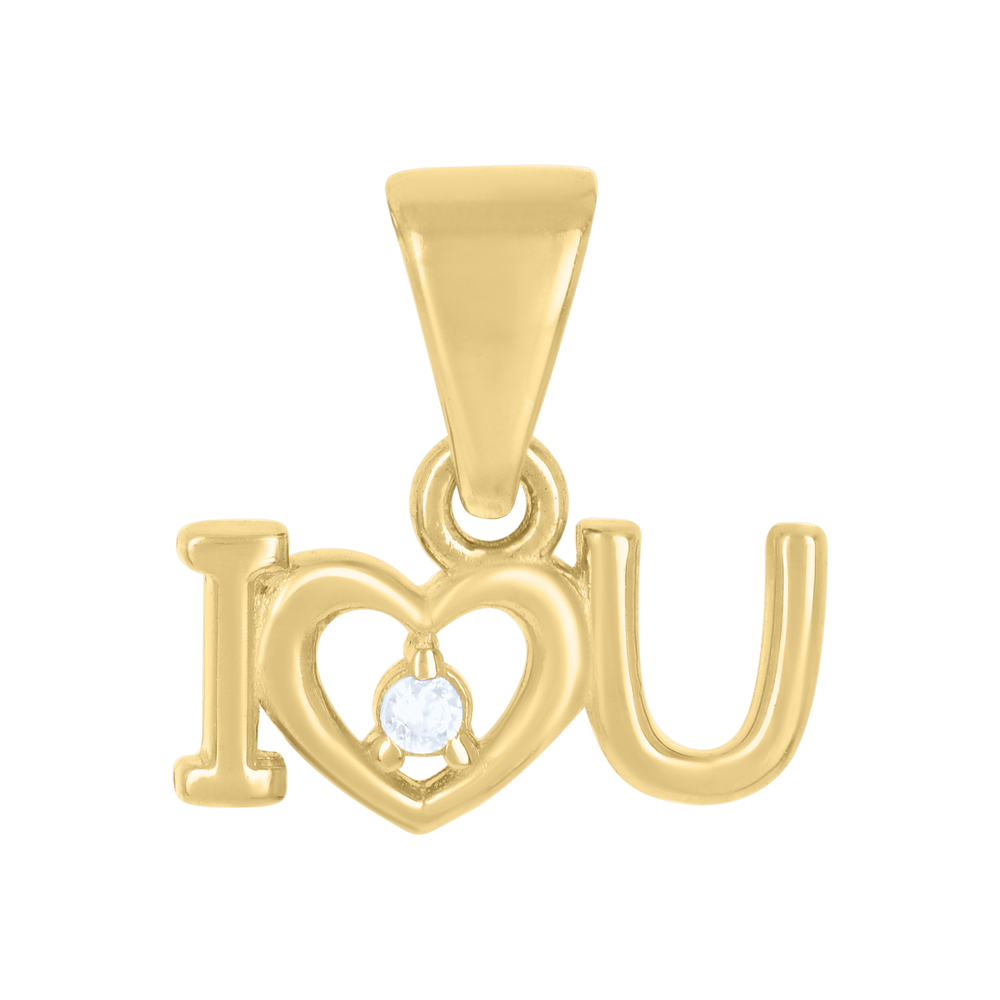 10kt 10k Yellow Gold Womens Cubic-Zirconia I Love U Heart Charm Pendant